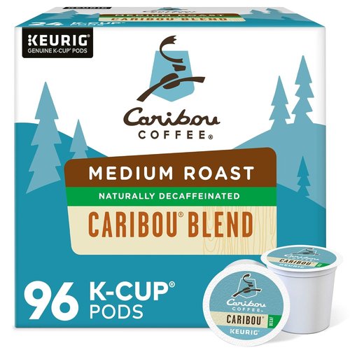 Caribou Coffee Decaf K-Cup Pods - Medium Roast Single-Serve Coffee | 96 Count (Pack of 4)