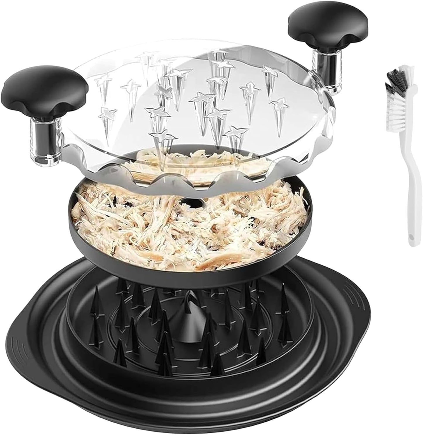 Skiennix Chicken Shredder - Ergonomic Tool with Brush & Fork, BPA-Free, Anti-Slip Design (Black)