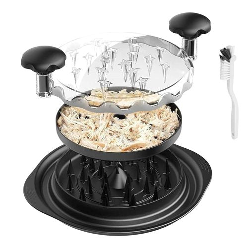 Chicken Shredder Large Chicken Breast Shredder Tool Twist with Brush & Fork, Visible Meat‬ Shredder Machine, Strong Anti-Slip Strip, Ergonomic Handle, BPA Free, Suitable for Pork Chicken‬ (Black)