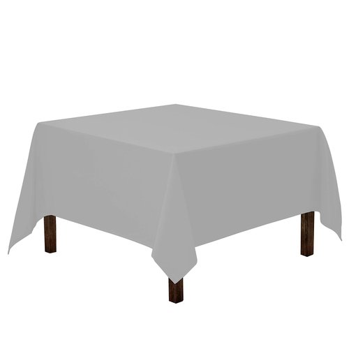 Gee Di Moda Square Tablecloth - 85 x 85 Inch Silver Table Cloth for Large Square or Round Tables - Heavy Duty Washable Fabric - for Buffet Table, Holiday Party, Dinner, Wedding & Baby Shower