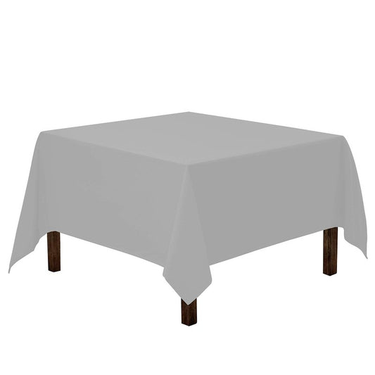 Gee Di Moda Square Tablecloth - 52 x 52 Inch Silver Table Cloth for Small Square or Round Tables - Heavy Duty Washable Fabric - for Buffet Table, Holiday Party, Dinner, Wedding & Baby Shower