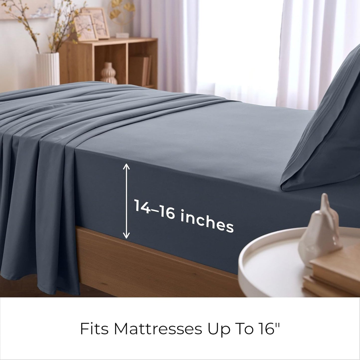 Mellanni Twin Sheets Set - 3 PC Hotel Luxury Bedding | Extra Soft, Cooling, Wrinkle-Resistant (Mineral Gray)