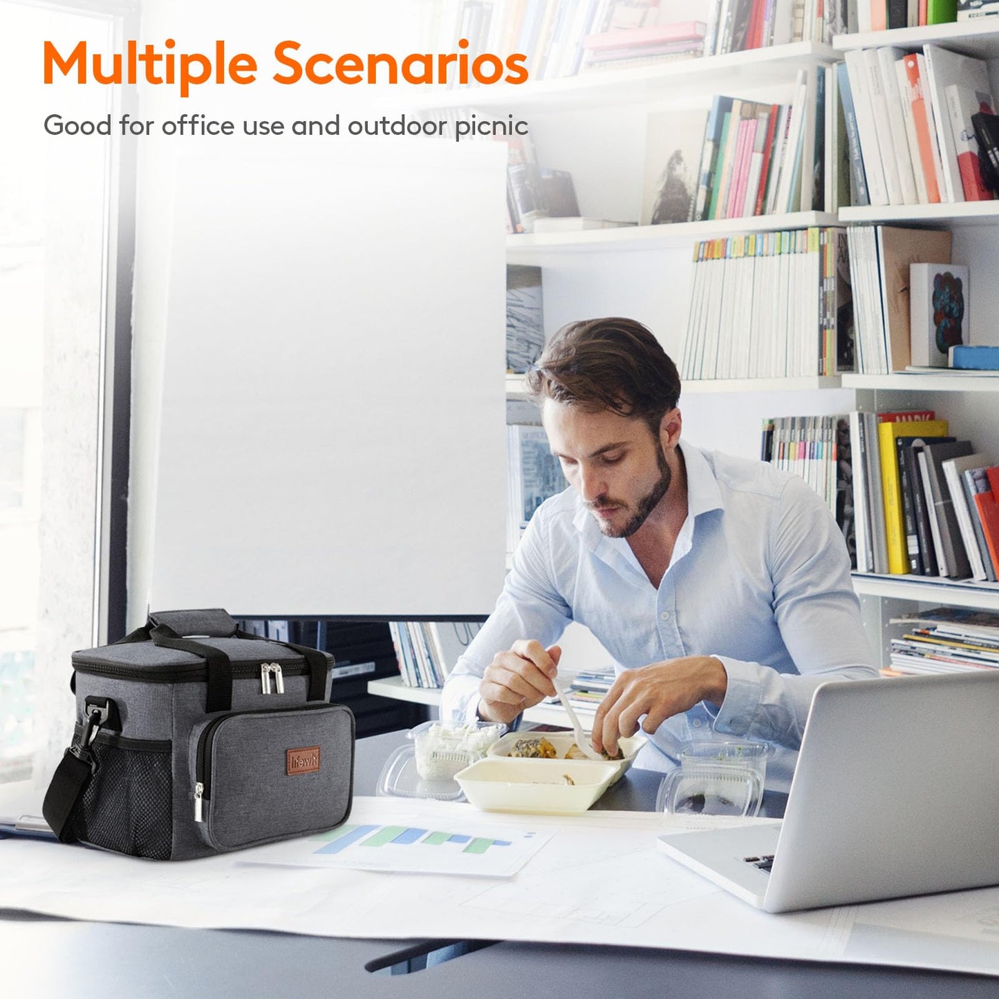 Lifewit Medium Lunch Bag, Insulated Lunch Box, Soft Cooler Cooling Tote for Adult Men Women, Dark Gray 12-Can (9L)
