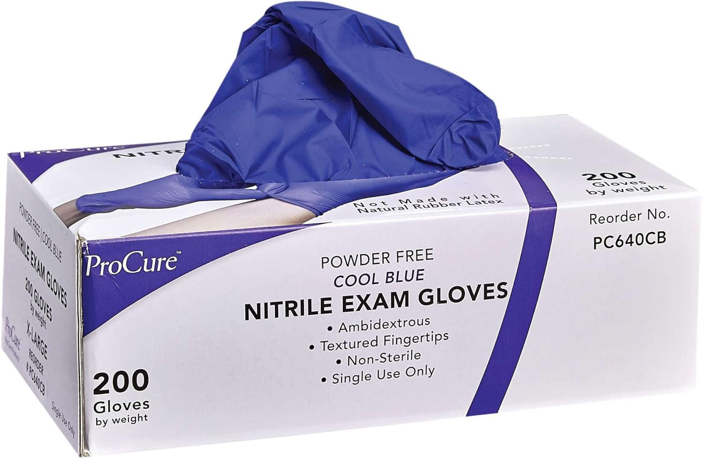 ProCure Disposable Nitrile Gloves - Latex Free, Powder Free | 200 Count Medical Exam Gloves