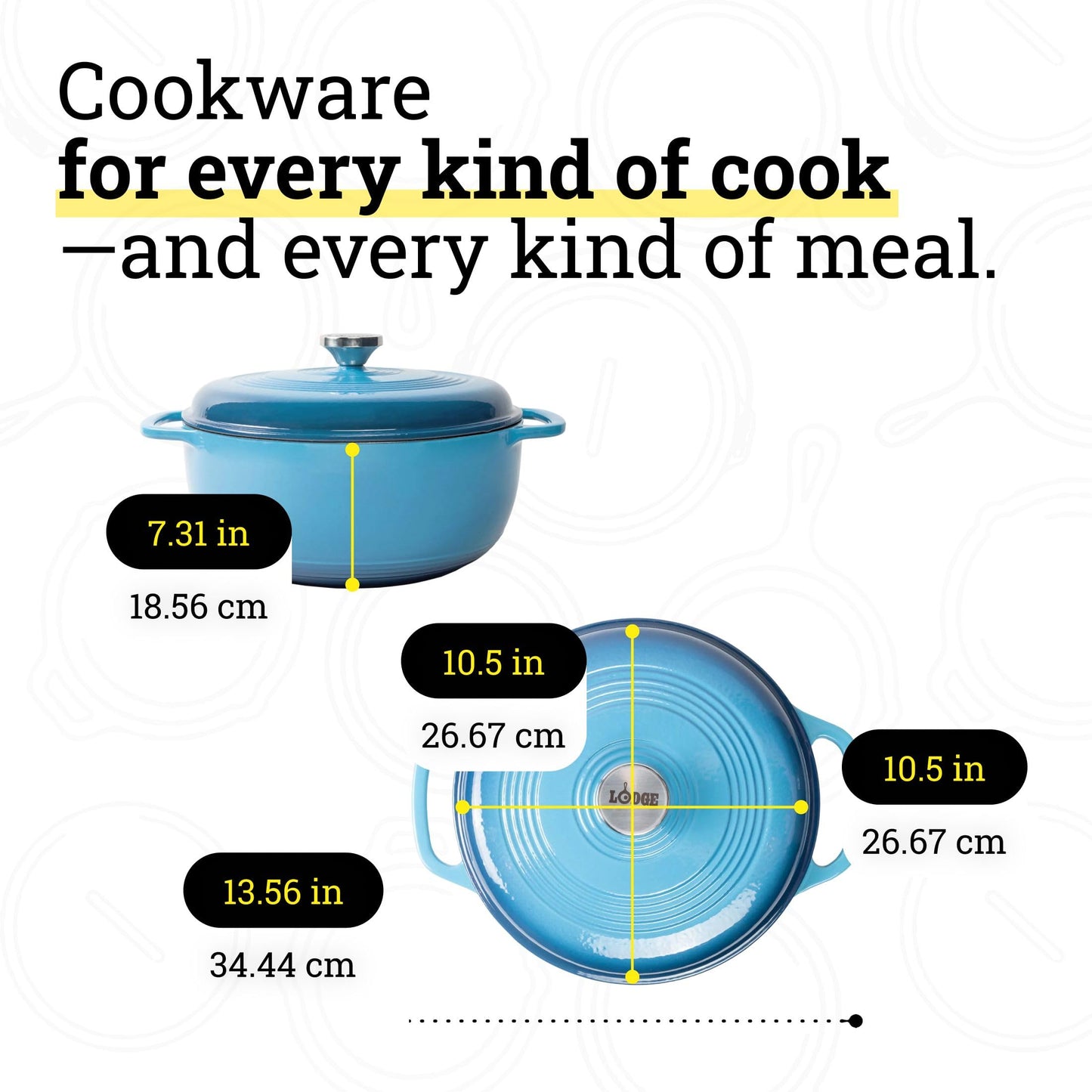 Lodge Essential Enamel Cast Iron Dutch Oven - Perfect for Bread Baking, Braising, Marinating & Slow Cooking - Features Moisture-Sealing Lid & Dual Handles - Kitchen Essentials - 6 Quarts - Cornflower Blue