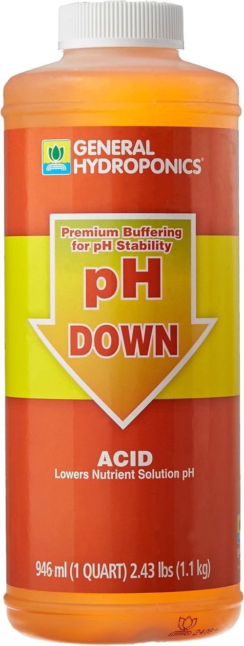 General Hydroponics Liquid pH Buffer - Premium Stability Solution, Quart Size, Orange
