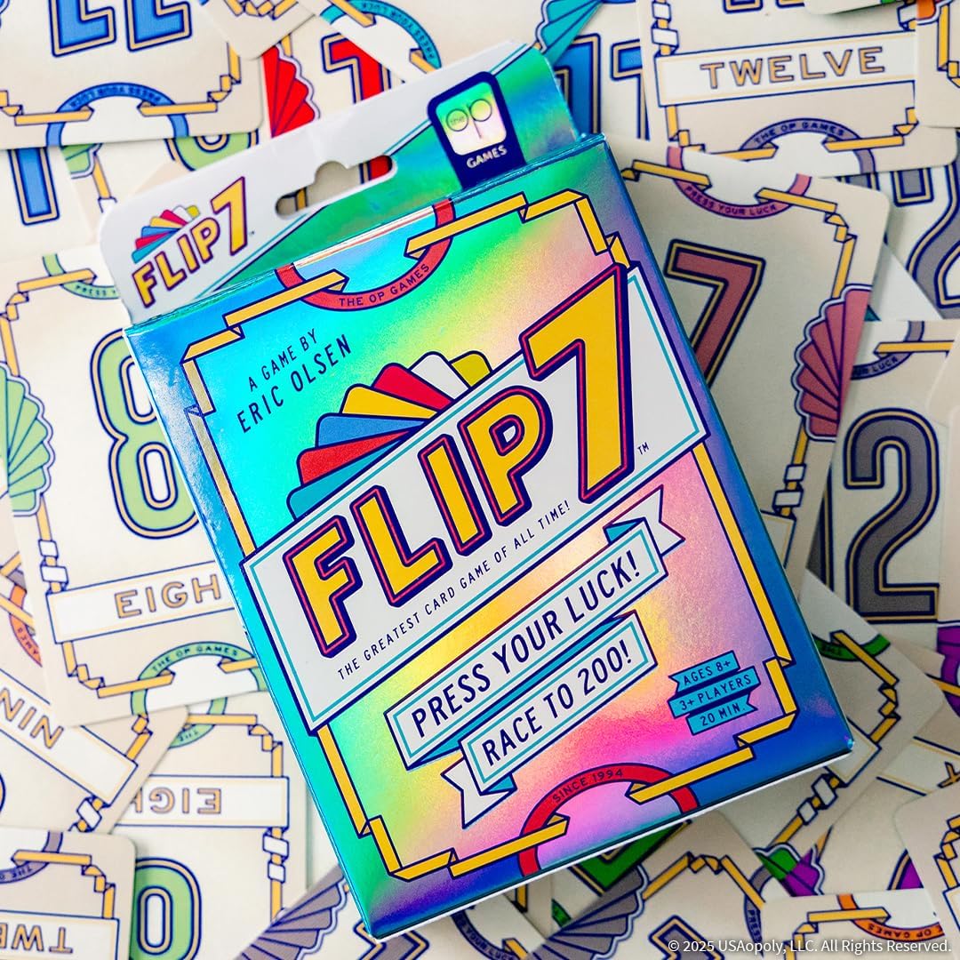 USAOPOLY Flip 7 Card Game - Fast-Paced Strategy & Luck Blend for 3+ Players | Ages 8+ | 20 Min Play Time