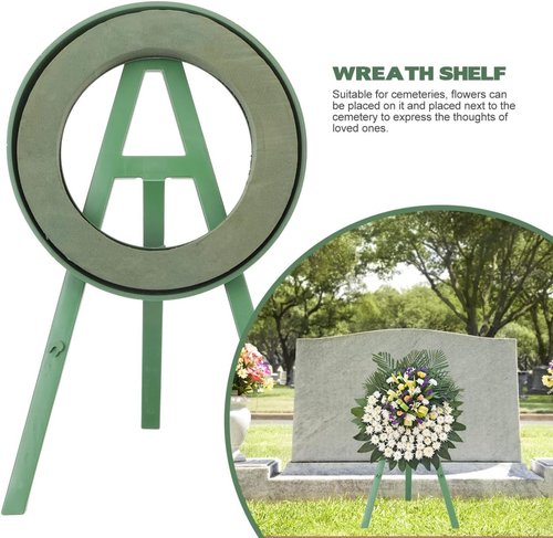 Cabilock Funeral Wreath Stand - 20.47 Inch Floral Rack with Chrysanthemum Ornament for Cemetery Display