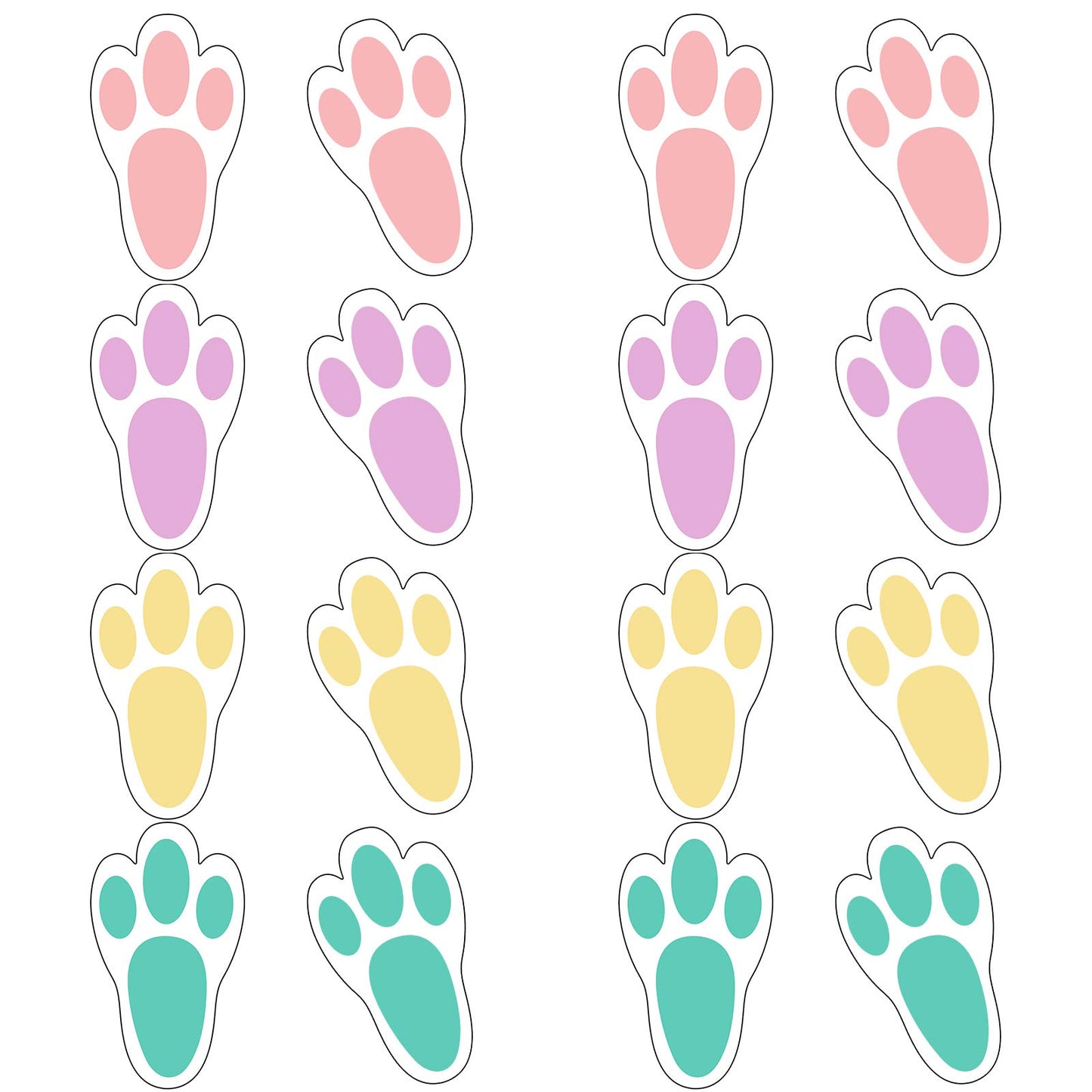 Zonon 20 Pairs of Easter Bunny Stickers Bunny Paw Prints Footprints Floor Clings Decals Rabbit Footprints Rabbit Paw Stickers for Floor Ceiling Window Wall Easter Day Party Supplies, 4 Colors