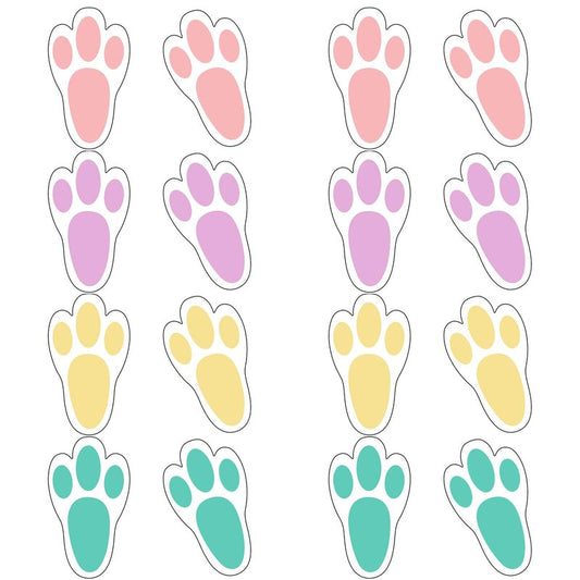 Zonon 20 Pairs of Easter Bunny Stickers Bunny Paw Prints Footprints Floor Clings Decals Rabbit Footprints Rabbit Paw Stickers for Floor Ceiling Window Wall Easter Day Party Supplies, 4 Colors