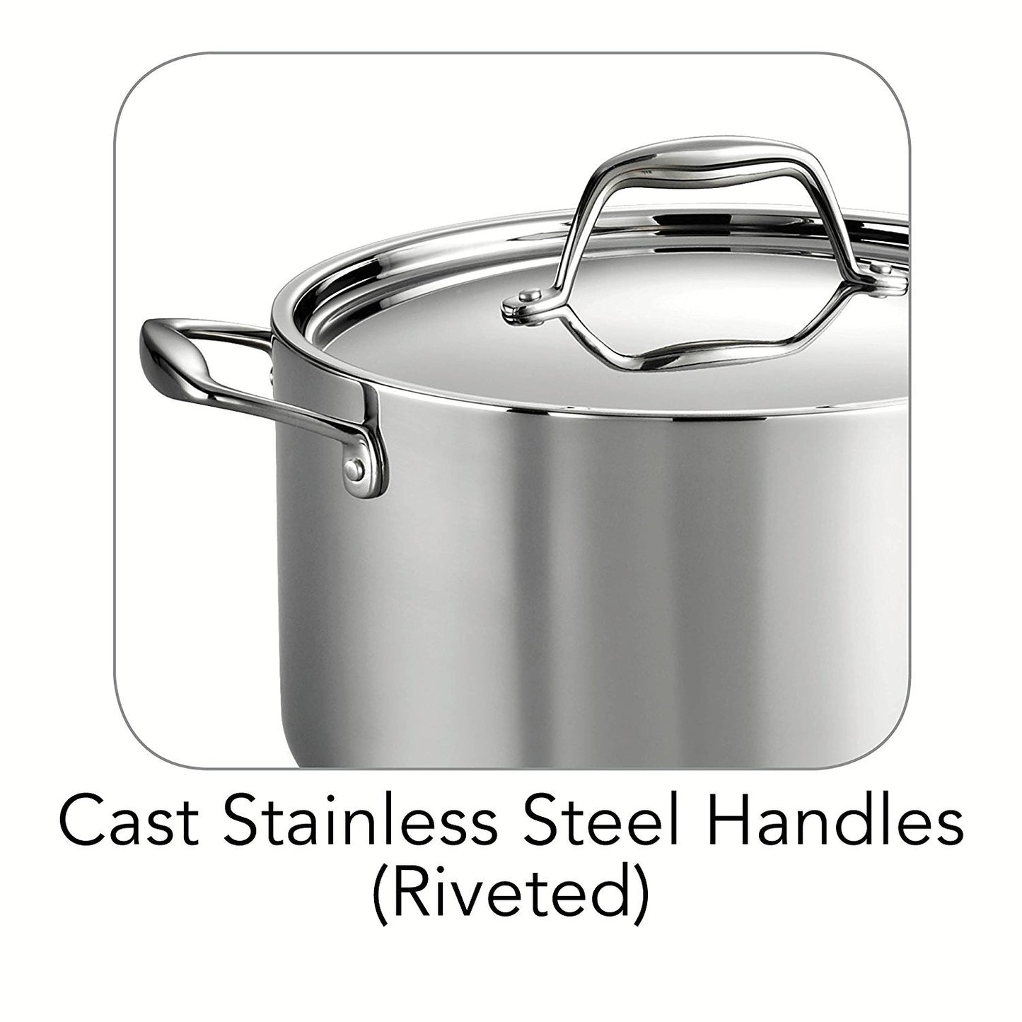 Tramontina Signature Tri-Ply Clad Stainless Steel 6-Quart Sauce Pot with Lid, Induction-Ready Pot, Dishwasher-Safe, NSF-Certified, Made in Brazil