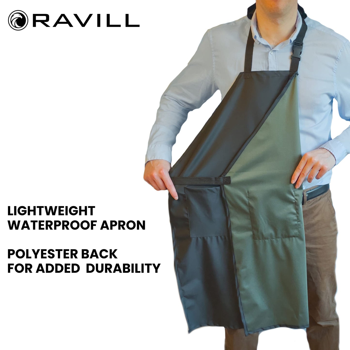 Waterproof Apron For Men and Women - 2 Pockets - Black - 2 Pack - 35" Multi Purpose Work Aprons for Dishwashing, Dog Grooming, Cleaning - Heavy Duty Dishwasher Apron - Water Resistant Kitchen Apron
