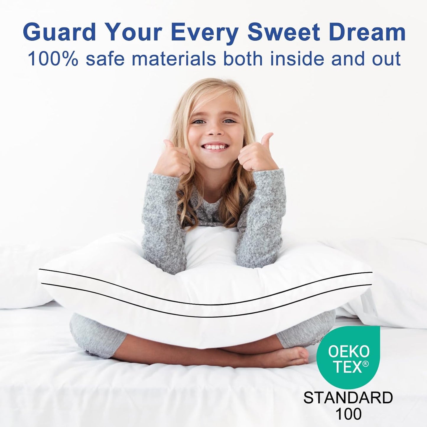 Skiennix Premium Queen Size Pillows - Fluffy 7D Down Alternative | Luxury Soft Gusseted Design for All Sleepers