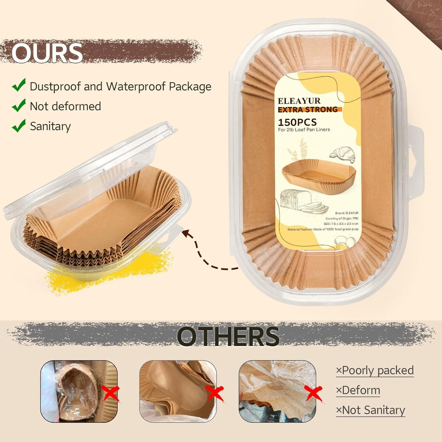 Loaf Pan Liners - 150PCS Non-Stick Parchment Paper for Baking Bread | 9x5 Inch Pre-Formed Liners