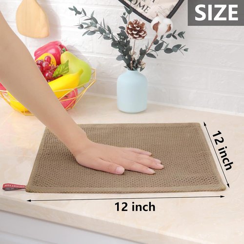 Homaxy 100% Cotton Dish Cloths - Ultra Soft, Absorbent & Quick Drying | 12-Pack, 12 x 12 Inches, Tan