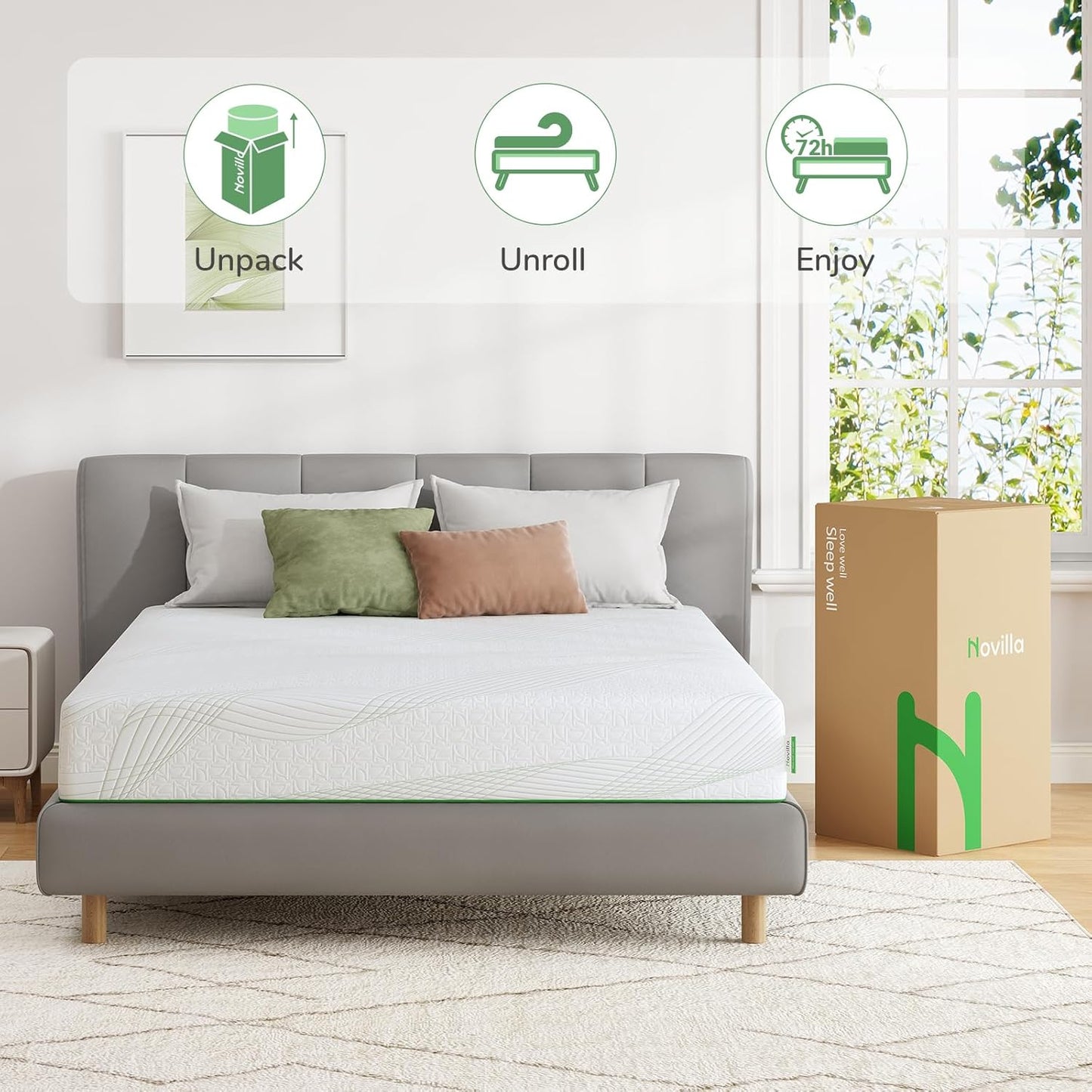 Novilla Twin Mattress - 8 Inch Gel Memory Foam for Back Pain Relief | Medium Firm with Edge Support & Motion Isolation