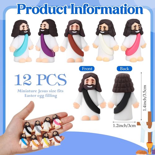 Bememo 12 Pcs Little Jesus Love You Figures - Vibrant Rubber Easter Party Favors for Baptism & Sunday School