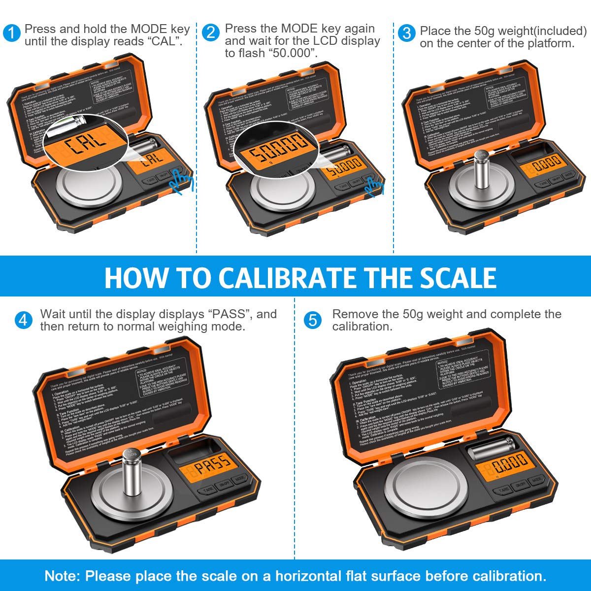 (Upgraded) Professional Digital Milligram Scale, 50g Max High Precision Pocket Sized Jewelry Scale, Electronic Smart Scale with 50g Calibration Weight (Battery/Tweezers Included)