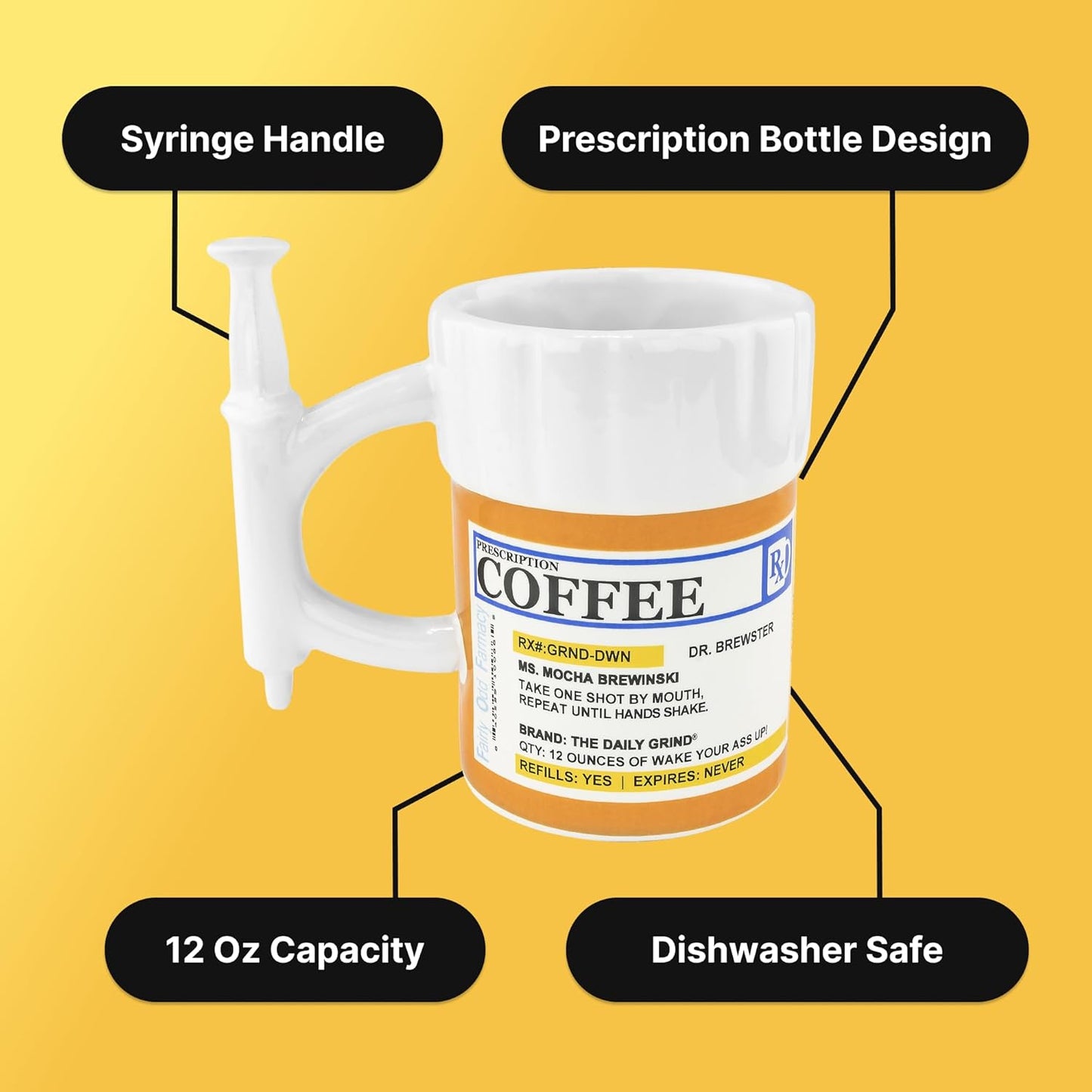 Syringe Prescription Shot Glasses - Funny 2 Pack Novelty Drinking Gag Gift Set