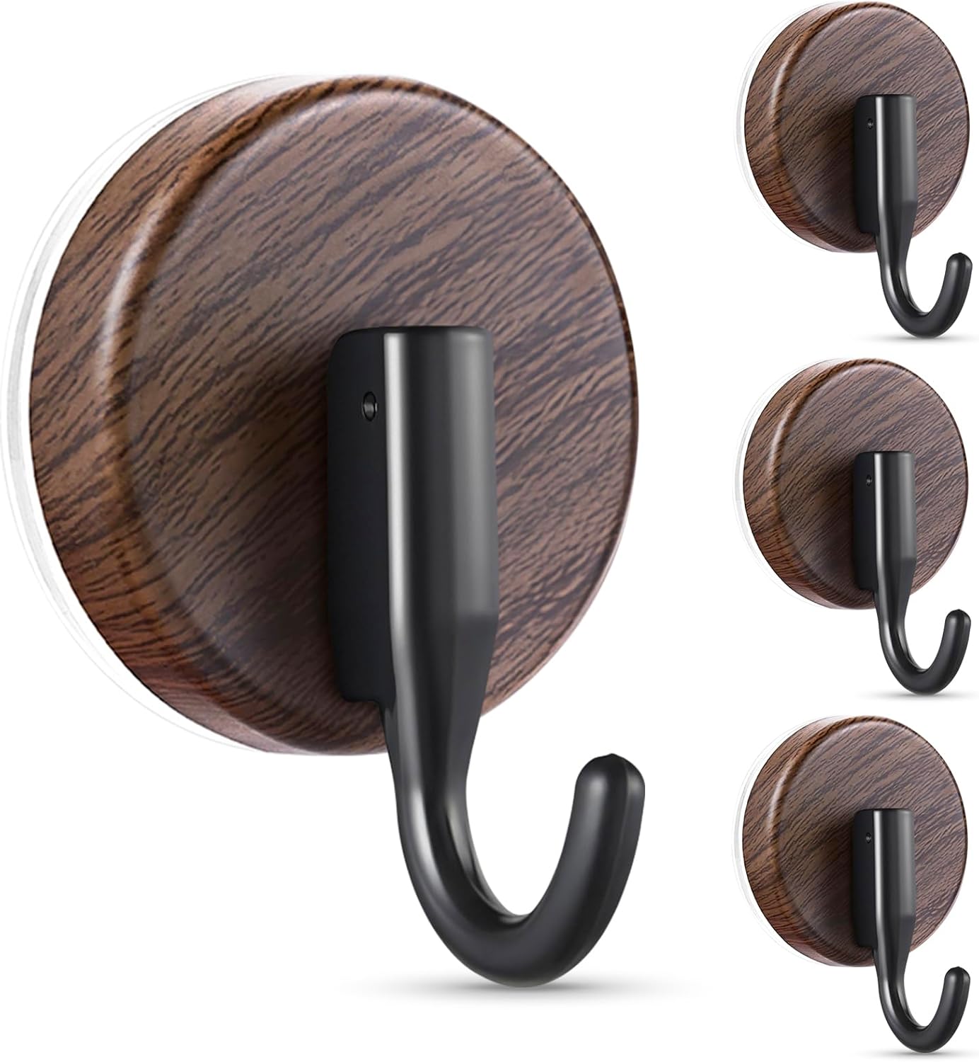 OUTXE Wreath Hanger - Upgraded Suction Cup Hook for Front Door & Windows | 4-Pack in Walnut