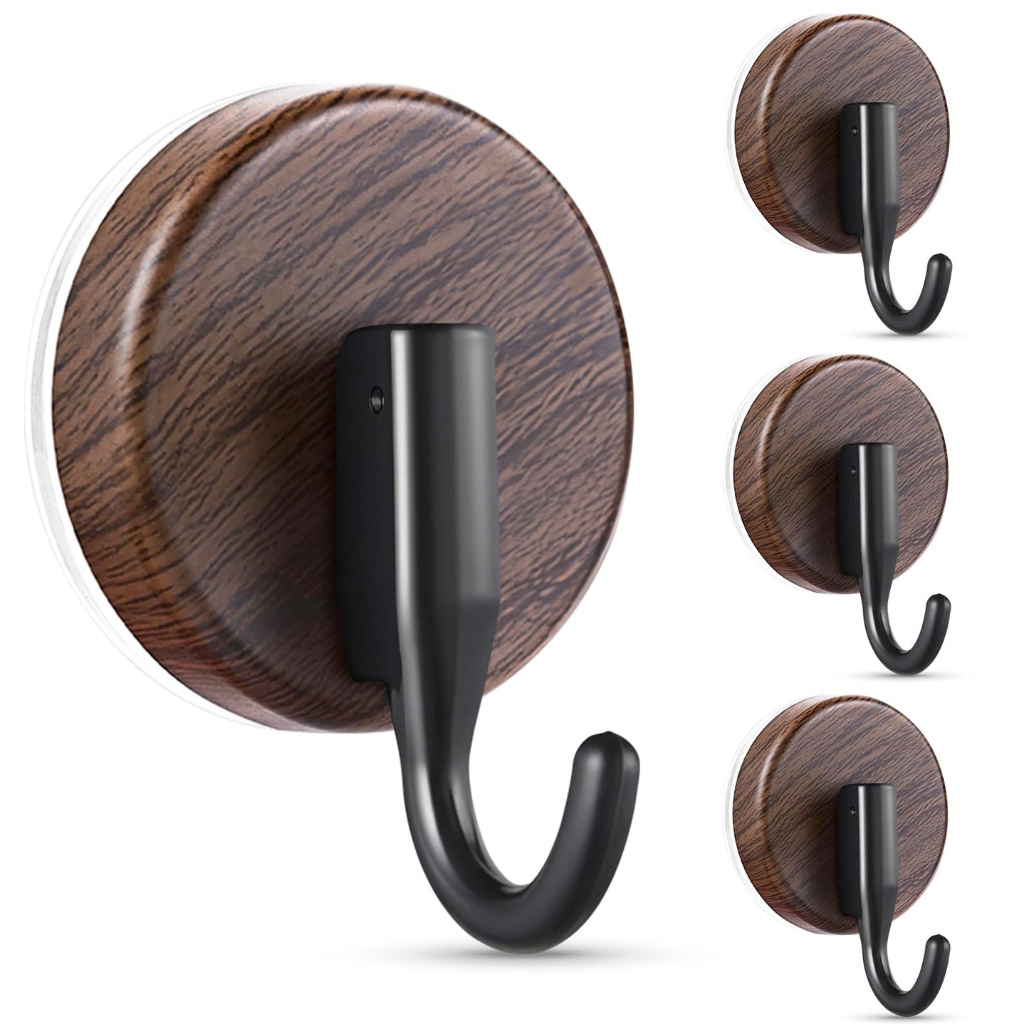 OUTXE Wreath Hanger for Front Door, Upgraded Suction Cup Reef Hook for Glass Window/Over Door, Christmas/Thanksgiving/Halloween/July 4th/Easter/Valentine/Spring/Summer/Fall (Walnut, 4-Pack)