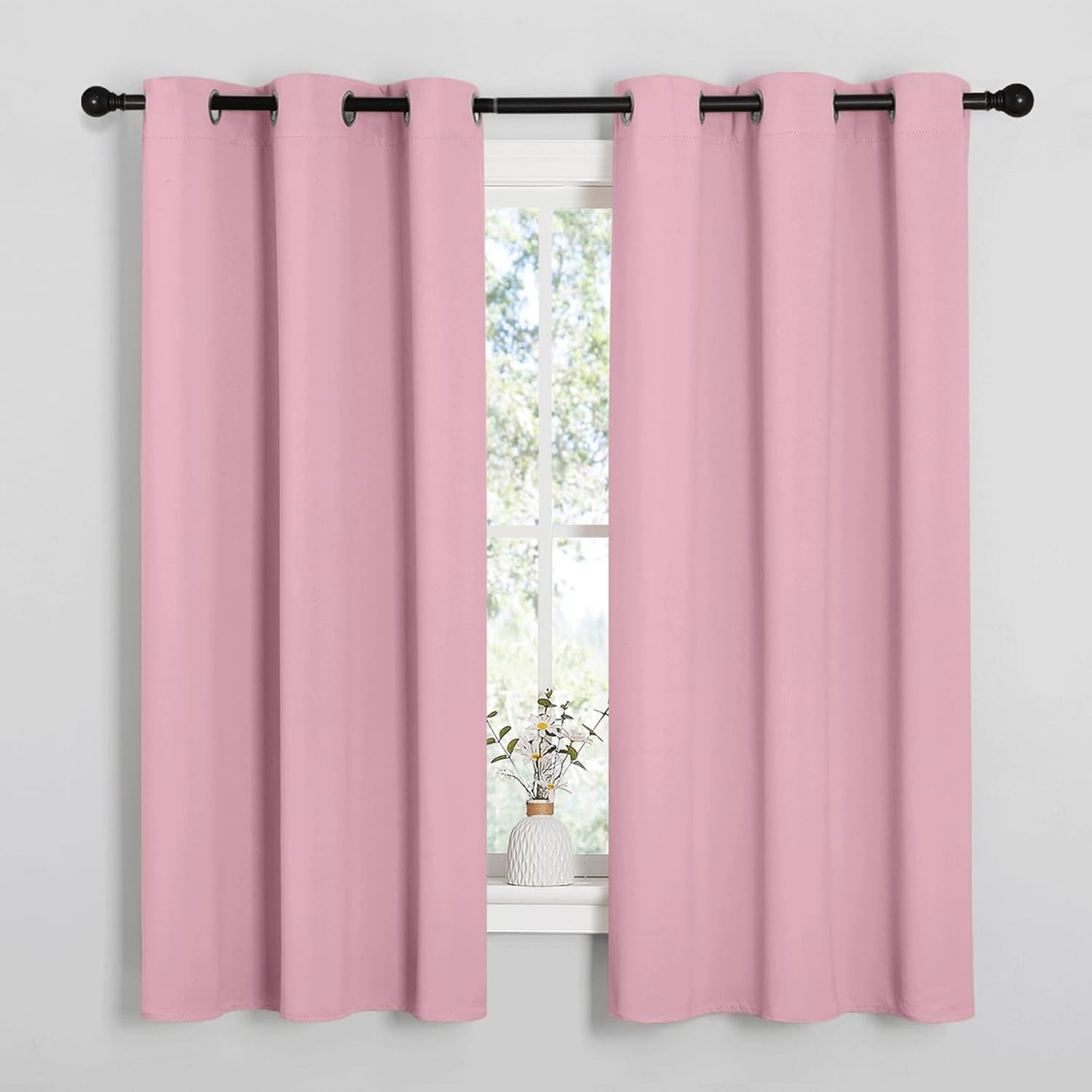 NICETOWN Blackout Curtain Panels - Thermal Insulated Grommet Drapes | 34x63 Inches, Crystal Pink