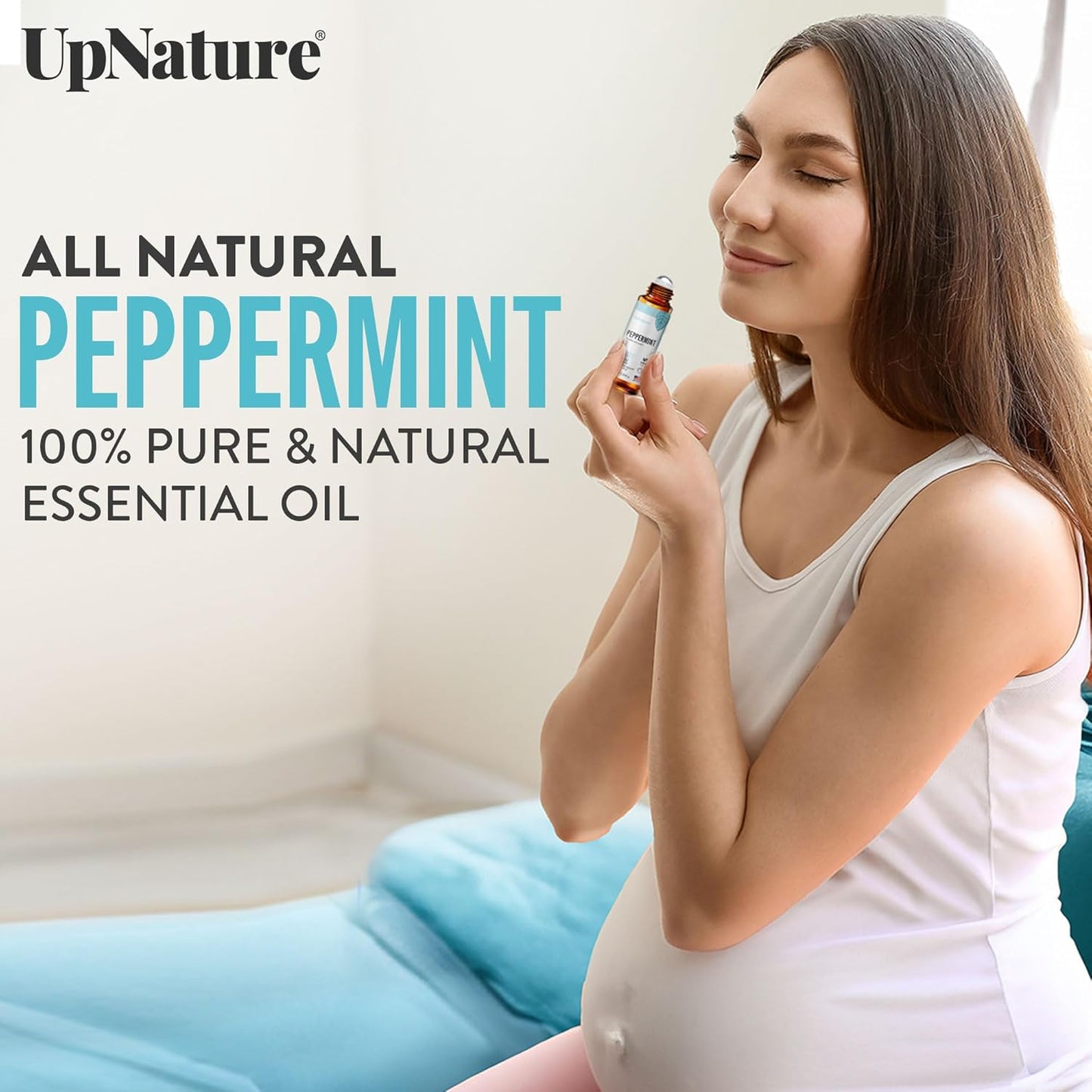 UpNature Peppermint Oil Roll-On - 100% Natural Relief for Nausea & Morning Sickness - Essential Oil for Pregnancy