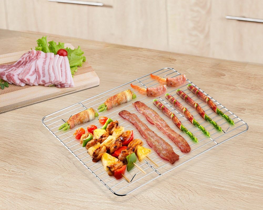 P&P CHEF Stainless Steel Cooling Baking Rack - Pack of 2, Easy to Clean, 8.6" x 6.2", Silver