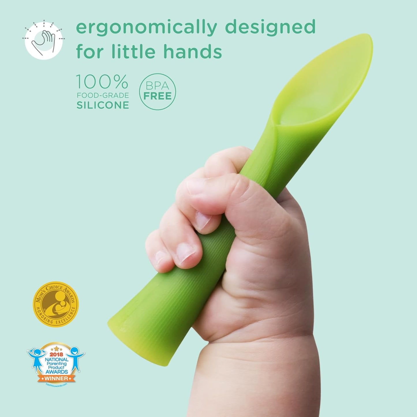 Olababy Silicone Soft-Tip Training Spoons - Perfect for Baby-Led Weaning | Set of 2