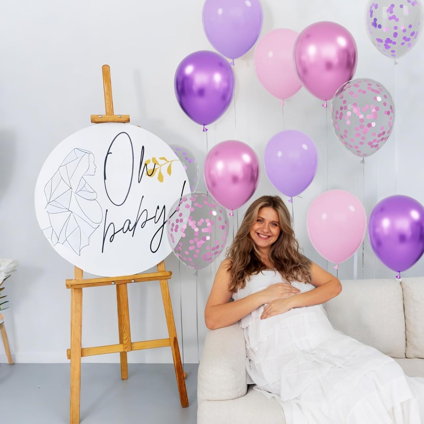 Skiennix 68-Piece Pink & Purple Balloon Set - 12-Inch Metallic Latex Balloons with Ribbons for Parties & Celebrations