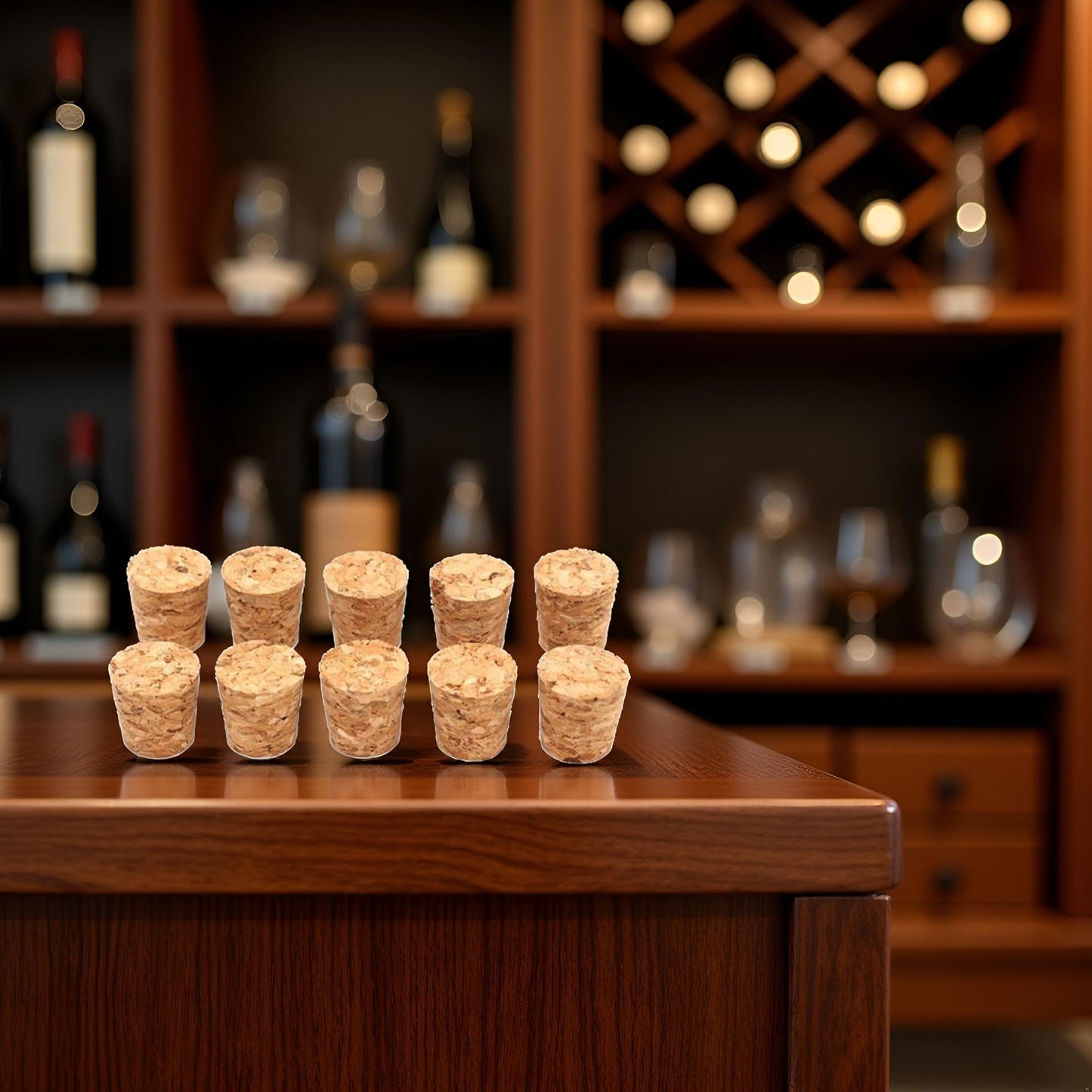 10 Pcs Brown Natural Soft Wood Wine Corks, Cork Stoppers Wine Bottle Stopper Wooden Tapered Cork Plugs For Wine Beer Bottle Crafts, Wine Making