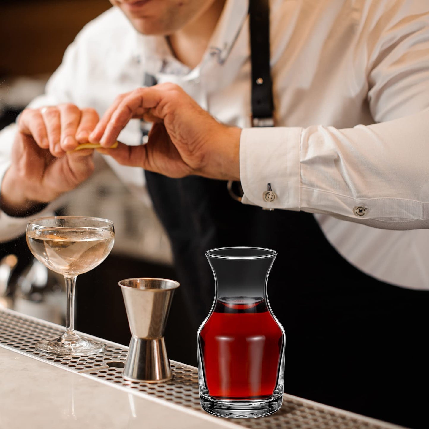 Remagr 6 Pack Single Serving Wine Carafe Glass Small Mini Carafe Individual Wine Refill Decanter for Dinner Parties Tastings Bars Restaurants (7.7 oz)