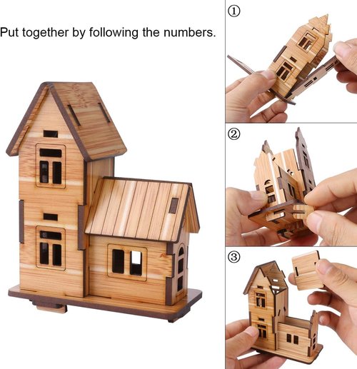 3D Wooden Puzzle - Mini DIY Model House Kit | Educational Jigsaw Puzzle Gift for All Ages