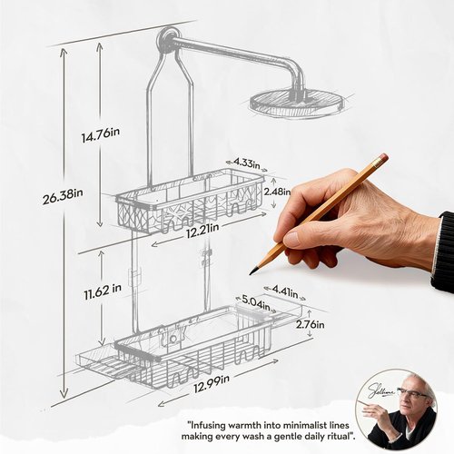 Aluminum Shower Caddy by [Brand Name] - Rust-Free Hanging Organizer with Hooks & Soap Holder | Bright Silver