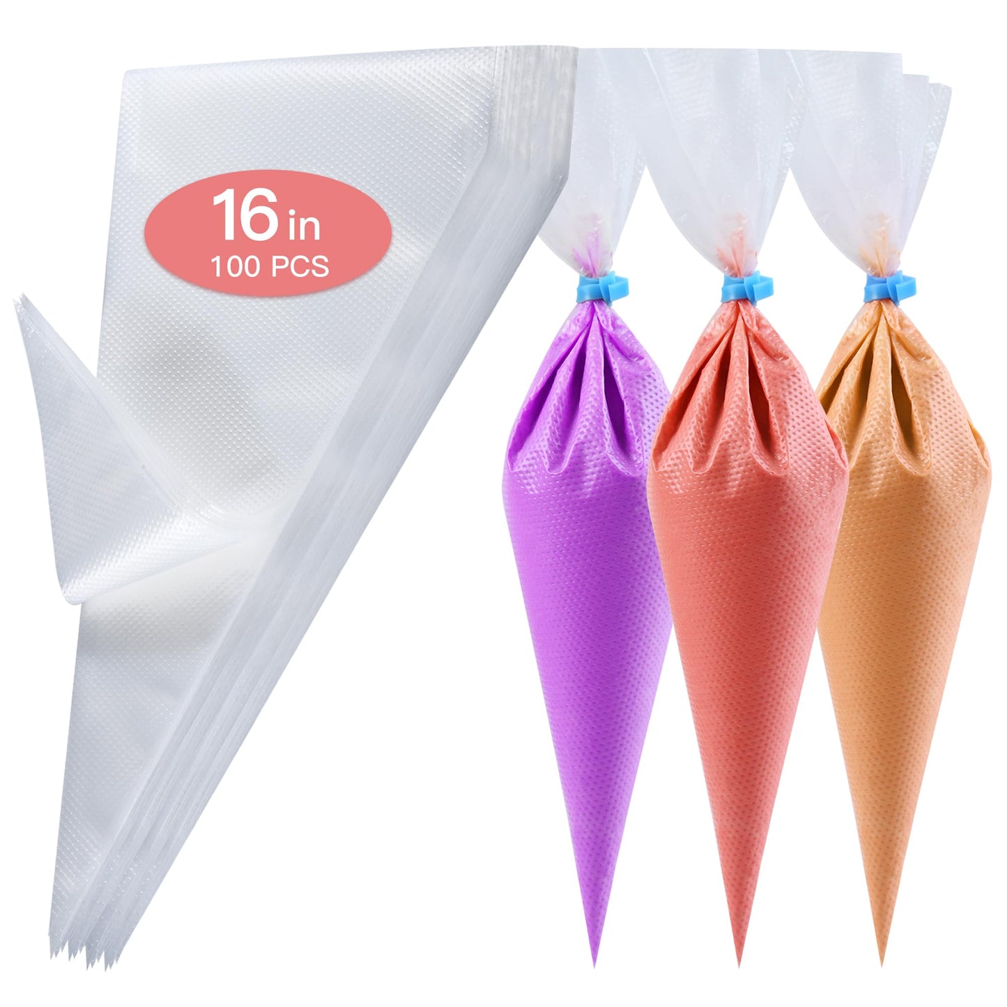 firstake Piping Bags 16 Inch - 100pcs Disposable Piping Bags, Large Pastry Bags, Thickened Frosting Bags, Cake Decorating Bags, Large Piping Bags, Icing Bags for Cake Decorating