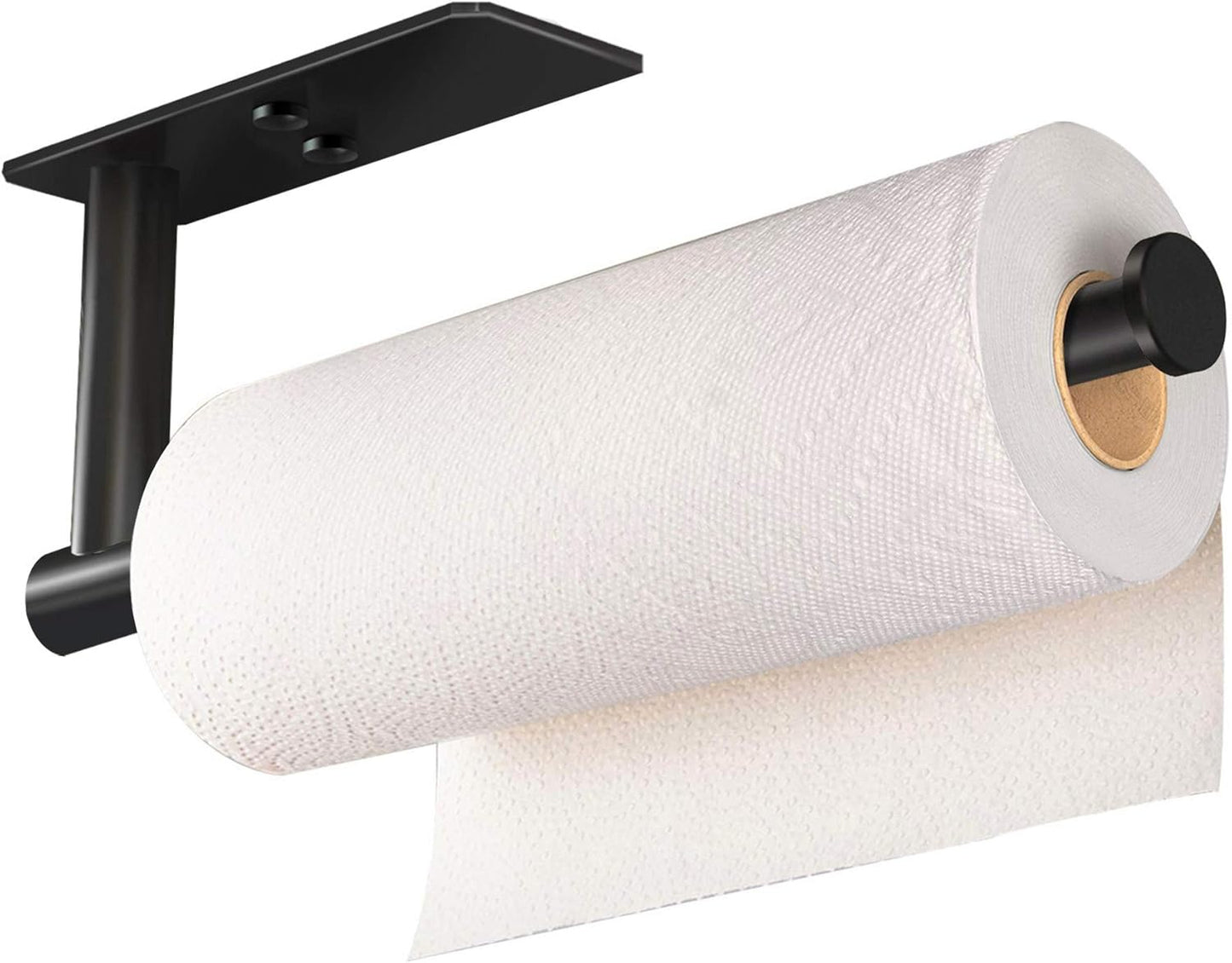 VAEHOLD Paper Towel Holder - Self-Adhesive Under Cabinet Mount | Durable SUS304 Stainless Steel - Black Finish