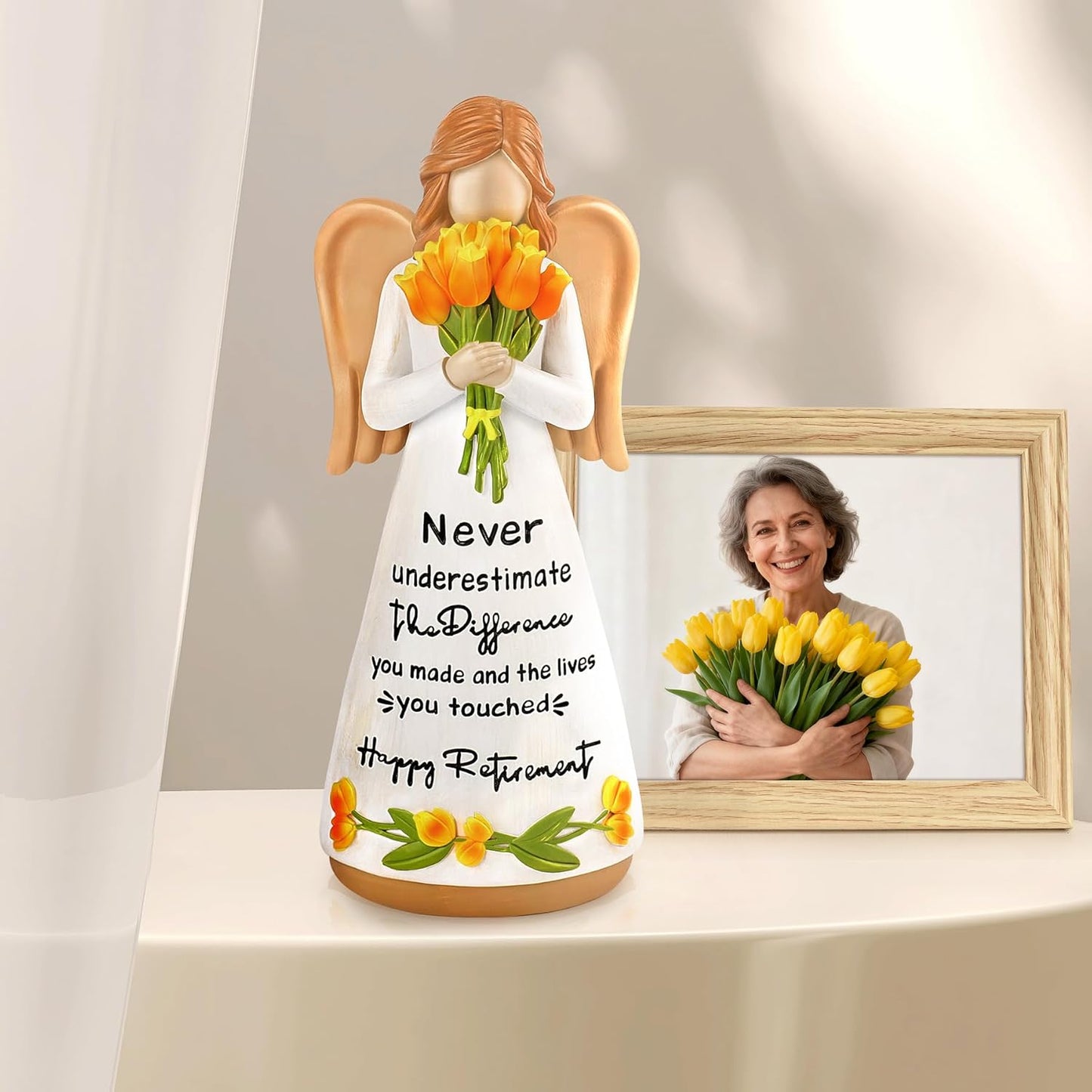Regine Switzerland Hand-Painted Angel Figurines - Thoughtful Retirement Gift for Women | Perfect for Coworkers and Friends