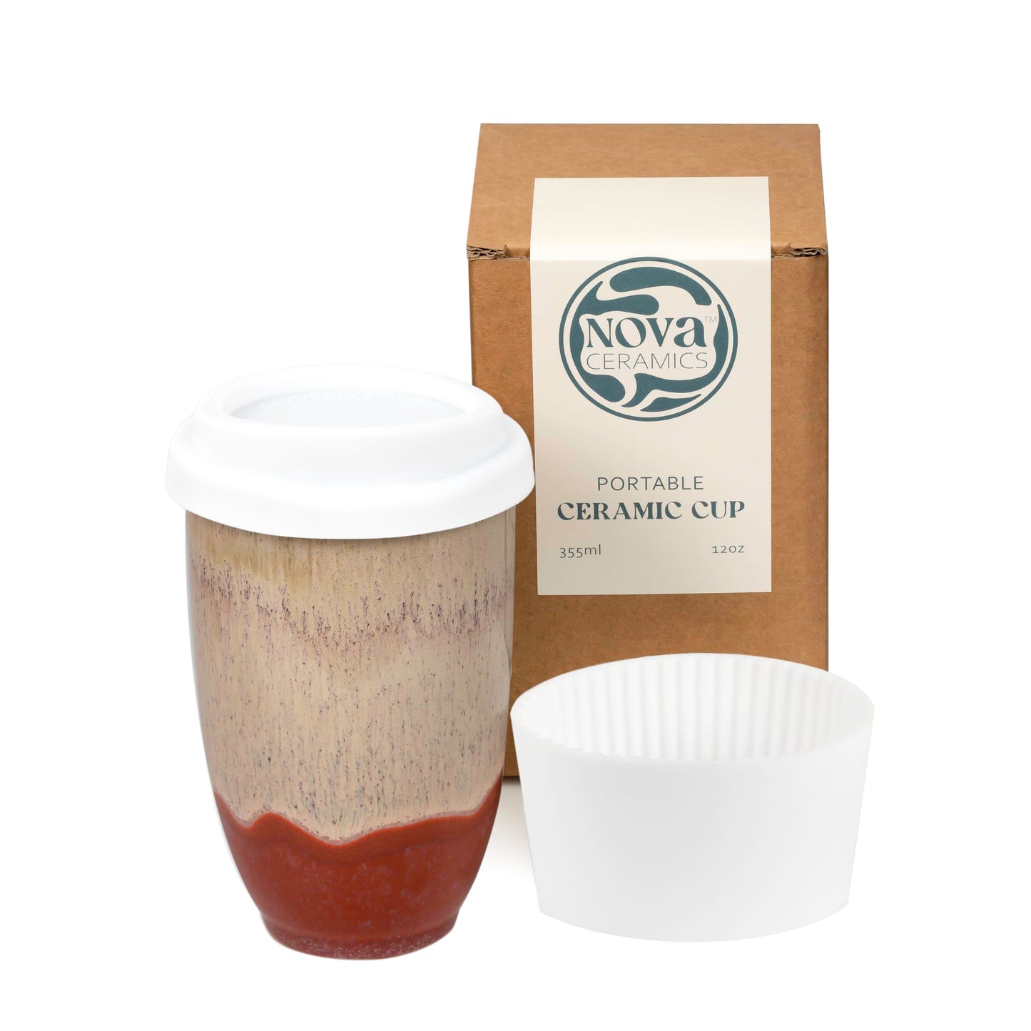 NOVA CERAMICS Travel Mugs - Ceramic Tumbler With Lid – Ceramic Travel Mug To Go Cup – Microwave & Dishwasher Safe Ceramic Coffee Tumbler - Gifts For Women Men Him Her – 12oz – Jupiter