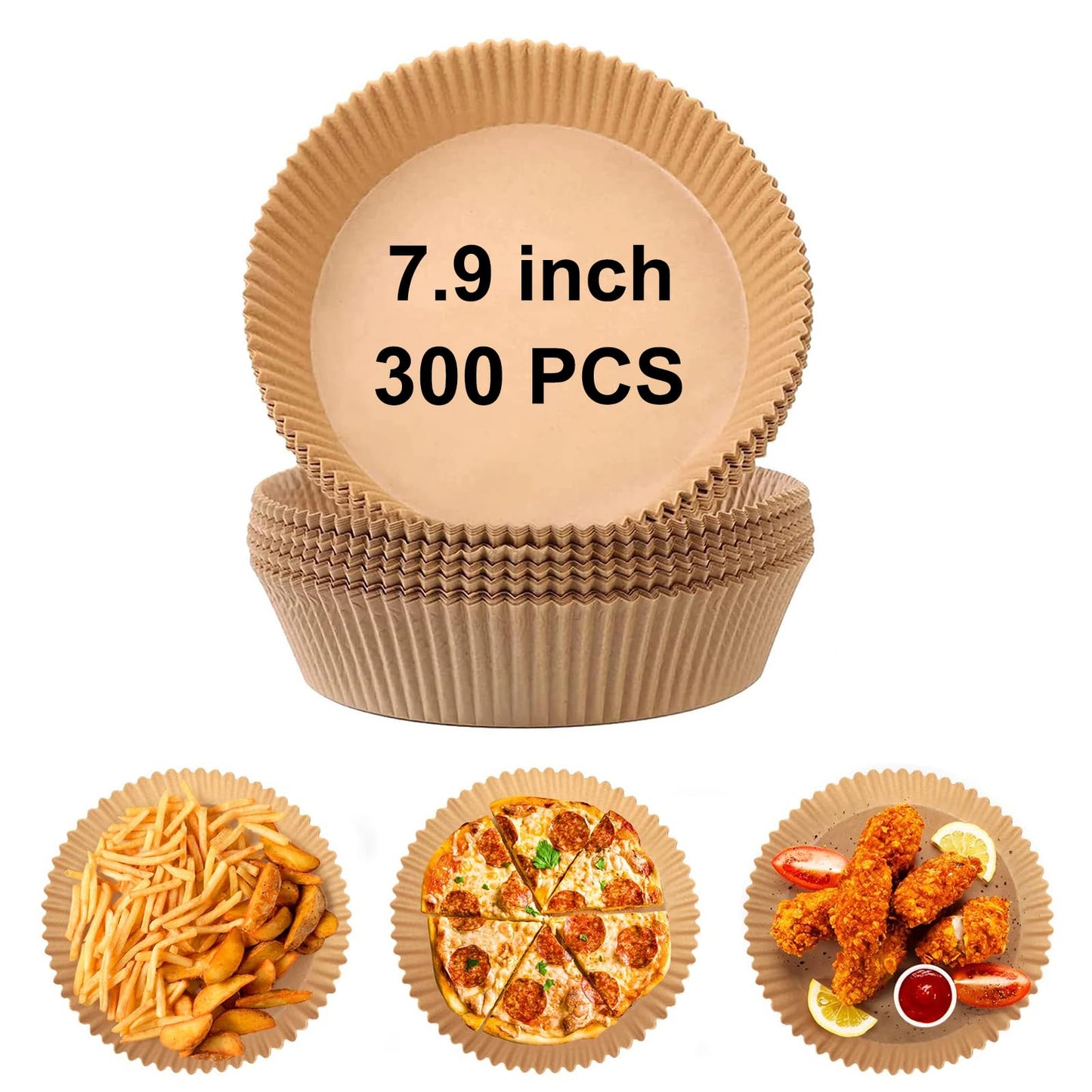 Yenmoz 300 PCS 7.9 Inch Round Air Fryer Baking Paper Liners, Non-Stick Parchment Paper Liners for 5-8QT Airfryer Microwave Oven Frying Pan