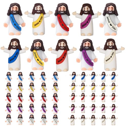 Corzeergi 100 Pcs Little Jesus Figures, Mini Jesus Figurines in Bulk, Small Jesus Loves You Figures, Miniature Baby Jesus Resin to Hide, Pocket Gifts