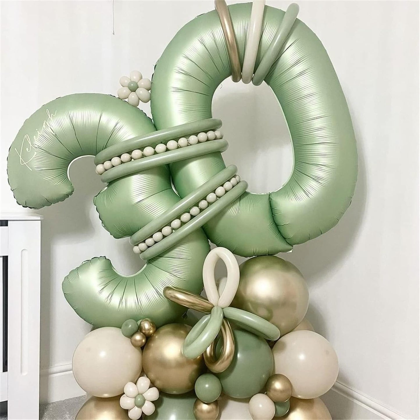 Skiennix 40'' Sage Green Number 9 Balloon - Self-Inflating Foil for 9th Birthday & Jungle Safari Decor