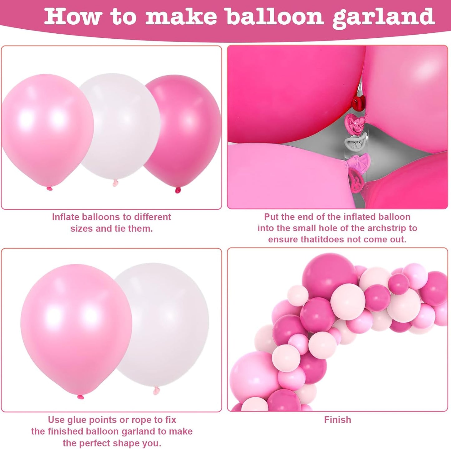 Kelfara Pink Balloon Garland Arch Kit - 109 Pcs Hot Pink & Pastel Latex Balloons | 18, 12, 10, 5 Inch for Weddings & Parties