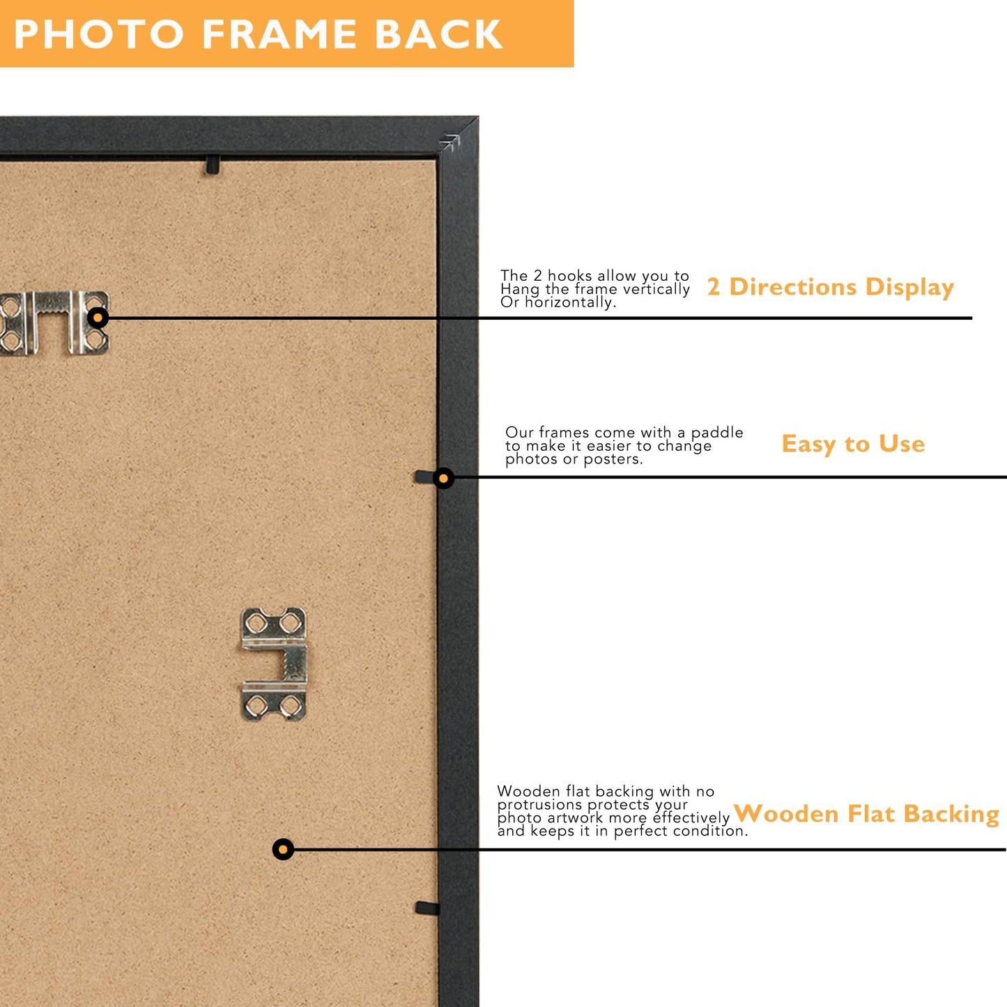 QOTIB 12x20 Picture Frame Black for Wall Mounting Set of 6, Horizontal and Vertical Formats for Wall Hanging, Wood 12x20 Frame, Black, 6 Pack