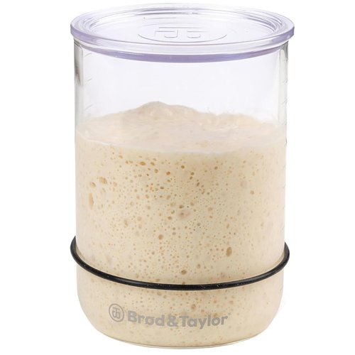 Brod & Taylor Sourdough Starter Jar (32oz) 100% Dishwasher Safe, Measurement Markings, Height Marker & Loose-Fitting Lid That Prevents Pressure Buildup (Durable Glass Jar, BPA-Free)