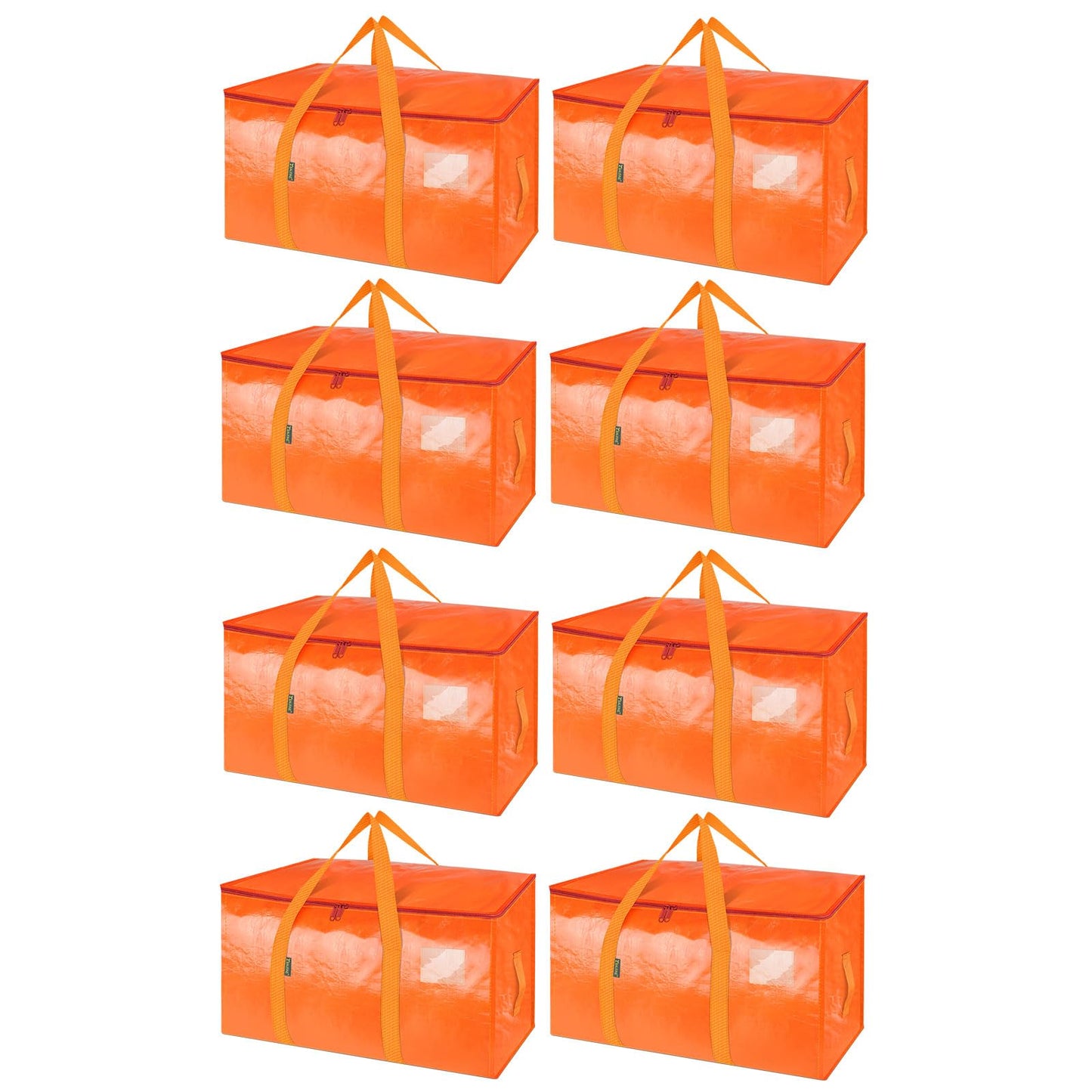 BALEINE 8-Pack Oversized Moving Bags with Reinforced Handles, Heavy-Duty Storage Tote for Clothes, Moving Supplies (Orange, 8-Pack)