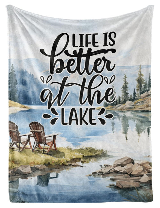 Lake House/Life Gifts Blanket Throw for Women Men - Boating/Fishing Gifts - House Decor Decorations for Home Porch Bed Sofa - Better, 50" x 65"