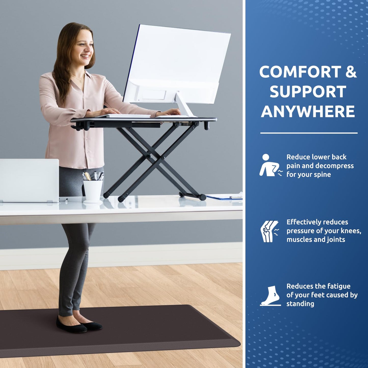KitchenClouds Kitchen Mat Cushioned Anti Fatigue Rug 20"x39" Water Resistant, Non Slip, Standing and Comfort Desk/Floor Mats for House Sink Office (Chocolate)