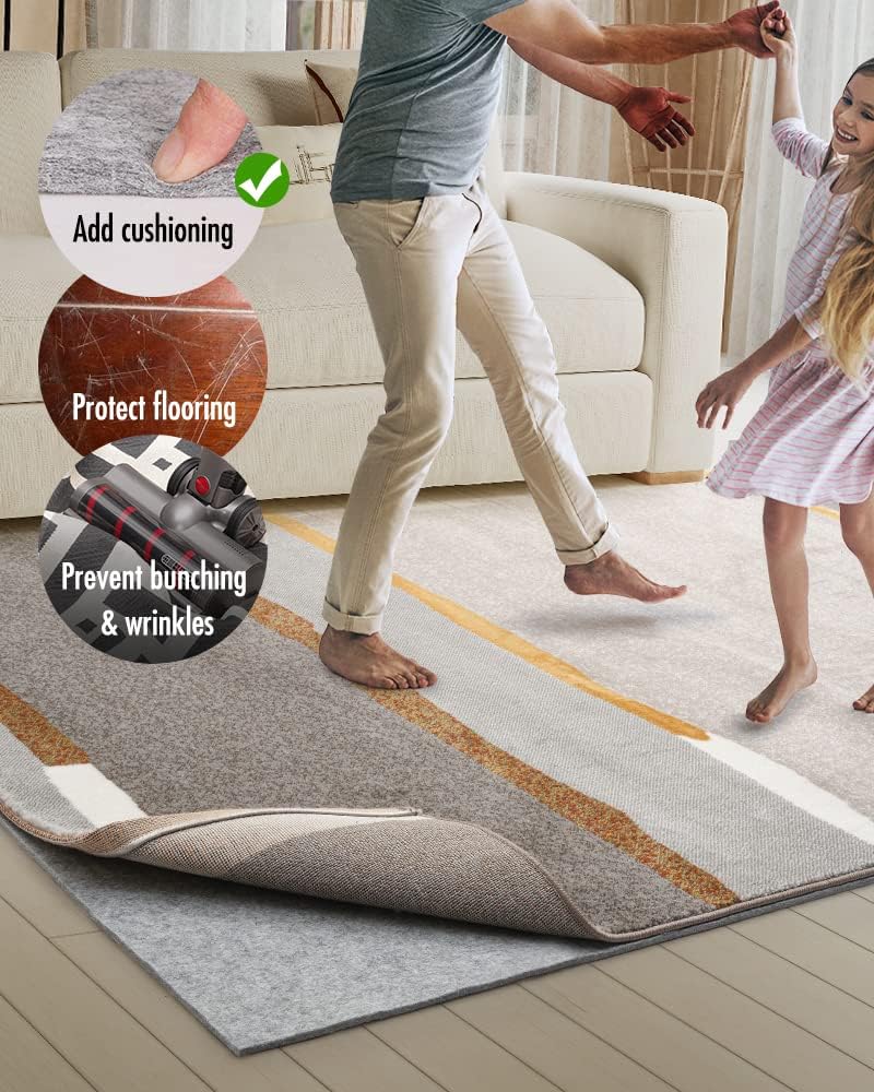 Skiennix Non-Slip Rug Pad Gripper - Extra Thick 1/4” Felt for 9x12 Feet Area Rugs & Hardwood Floors