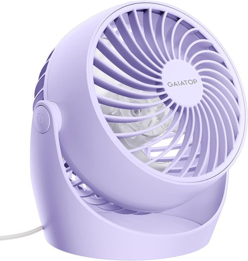 Gaiatop Desk Fan - 5-Inch Portable Electric Air Circulator | 3 Speed 360° Adjustable Tilt - Purple
