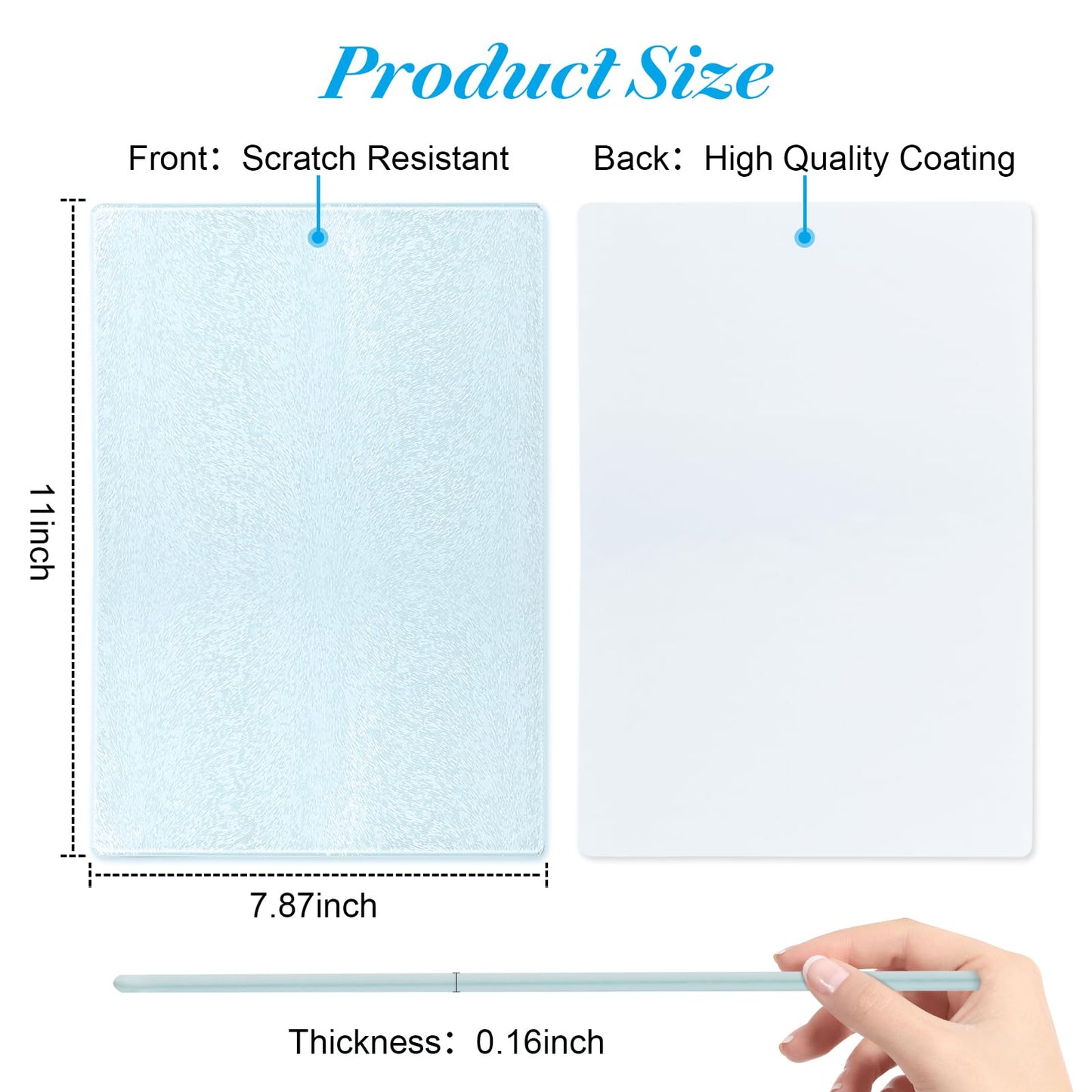 6 Pcs Sublimation Cutting Board Blanks, Textured Tempered Glass Cutting Boards For Kitchen, Anti Slip Chopping Board For Countertop Heat Press Machine Personalized Home Decoration